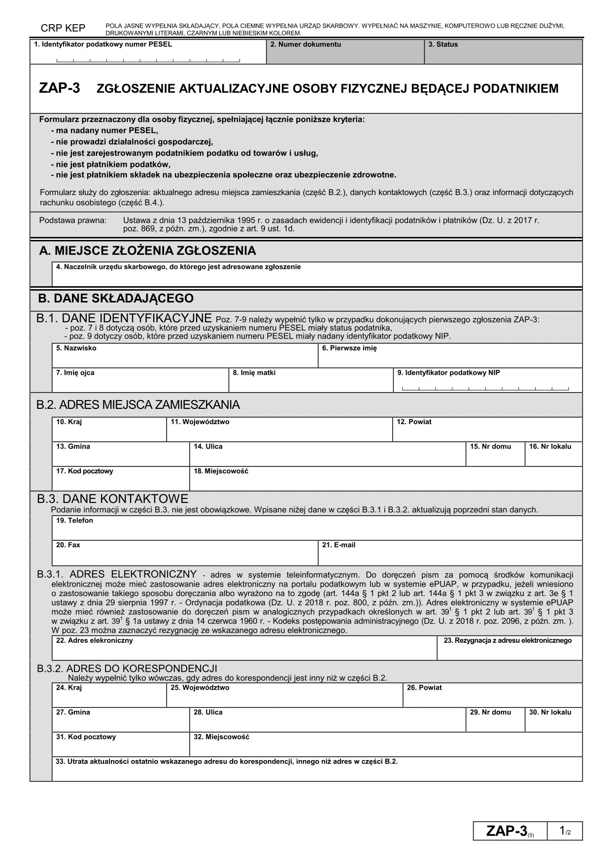 Wypełnij formularz deklaracji ZAP-3 w programie fillup